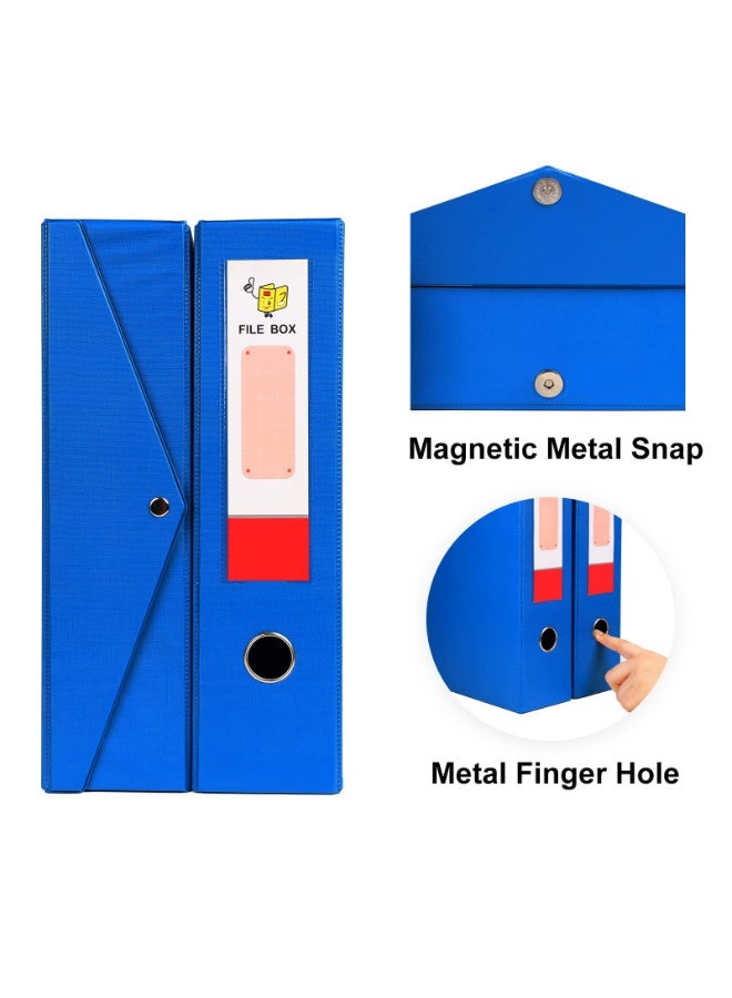 2 Pack Box Files 88mm Spine, Plastic A4 Archive Box Folders Lock Spring with Ring Pull and Catch, A4 File Organiser Holders Plastic Document Box File for School Office Stationery, Blue - Image 3